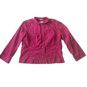 VTG Talbots Collection Womens Size 8 Fuschia Dark Pink Jacket Blazer Lightweight